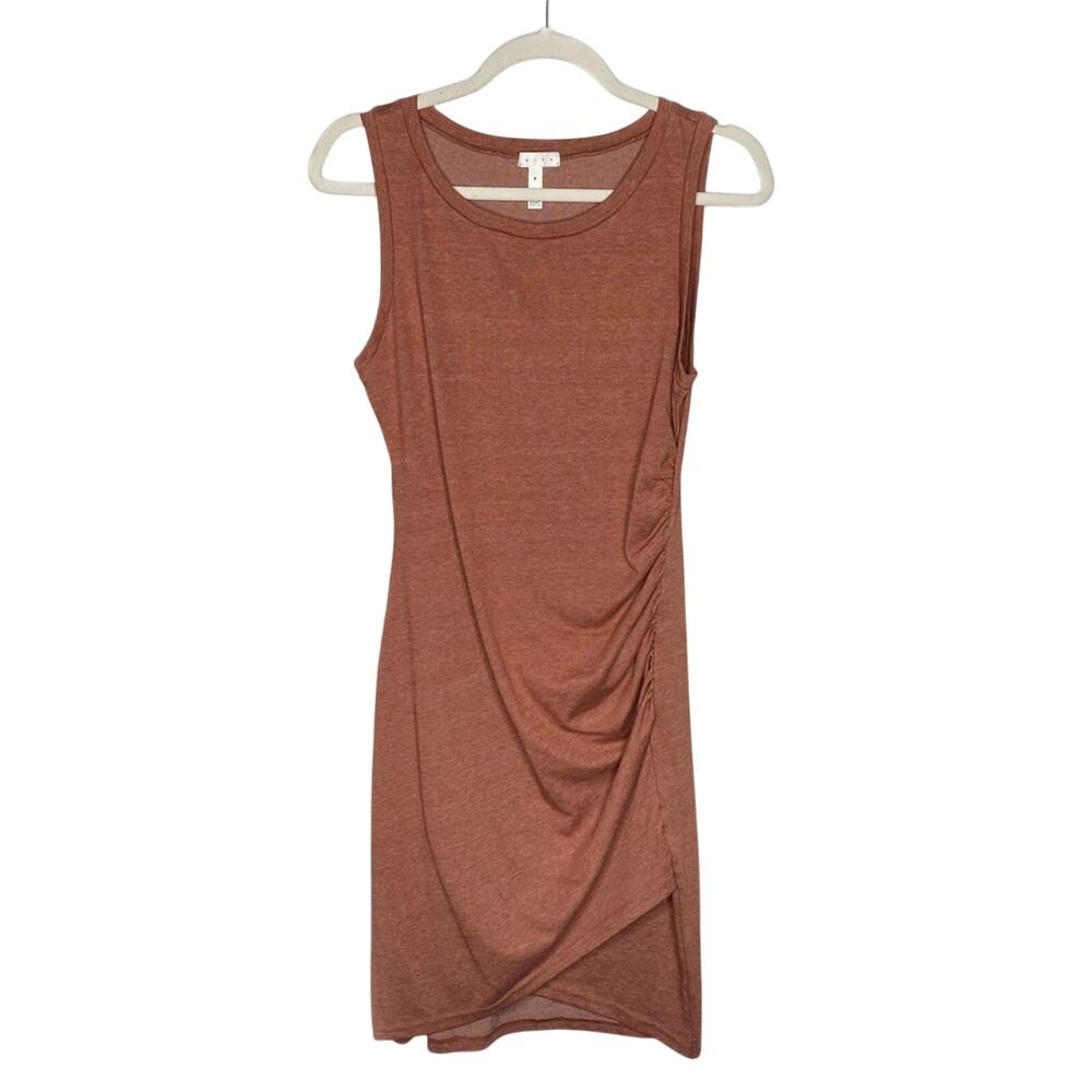 Nordstrom Leith Sleeveless Ruched Bodycon Mini Tank Dress Medium Orange Cocktail - Picture 2 of 8